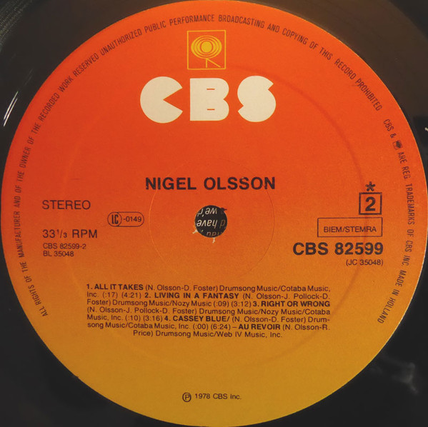 Nigel Olsson - Nigel Olsson | CBS (CBS 82599) - 4