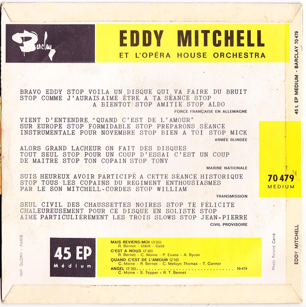 Eddy Mitchell et Opéra House Orchestra - Mais Reviens-moi | Barclay (70.479 M) - main