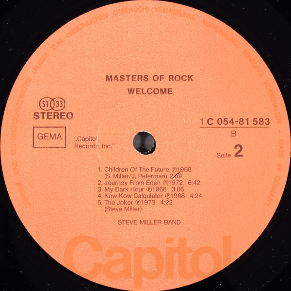 Steve Miller Band - Masters Of Rock [Vinyl] | Capitol Records (1C05481583) - 3
