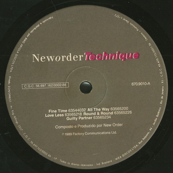 New Order - Technique | WEA (670.9010) - 3