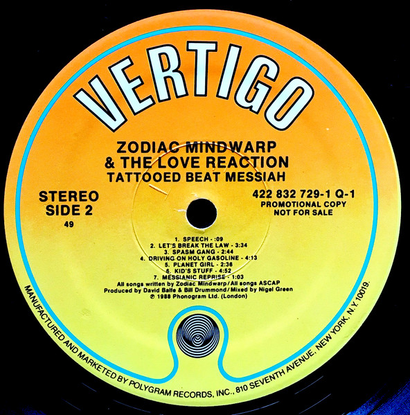 Zodiac Mindwarp And The Love Reaction - Tattooed Beat Messiah | Vertigo (422 832 729-1 Q-1) - 4 Zodiac Mindwarp And The Love Reaction - Tattooed Beat Messiah | Vertigo (422 832 729-1 Q-1) - 4