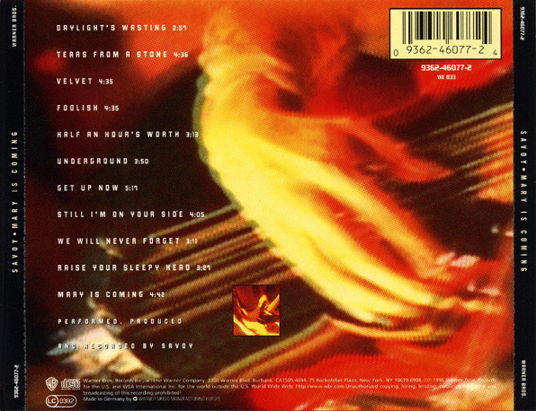 Savoy - Mary Is Coming | Warner Bros. Records (9362-46077-2) - 2