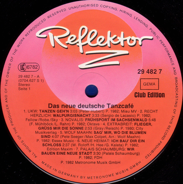 Various - Das Neue Deutsche Tanzcafé | Reflektor Z (0704 627) - 3 Various - Das Neue Deutsche Tanzcafé | Reflektor Z (0704 627) - 3