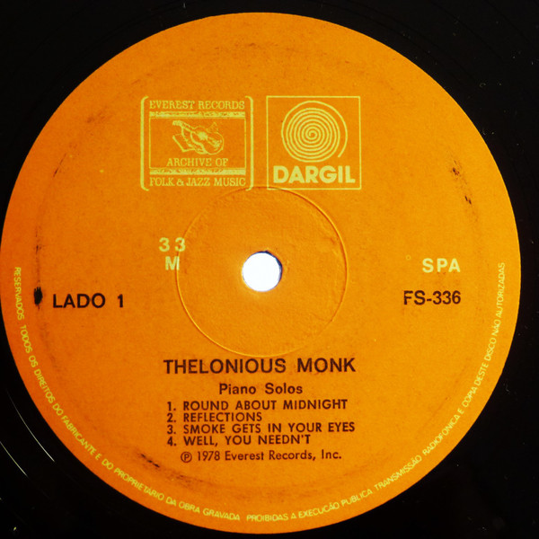 Thelonious Monk - Piano Solos | Everest Records Archive Of Folk & Jazz Music (FS 336) - 3
