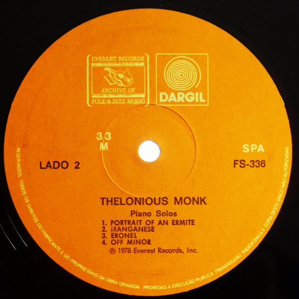 Thelonious Monk - Piano Solos | Everest Records Archive Of Folk & Jazz Music (FS 336) - 4