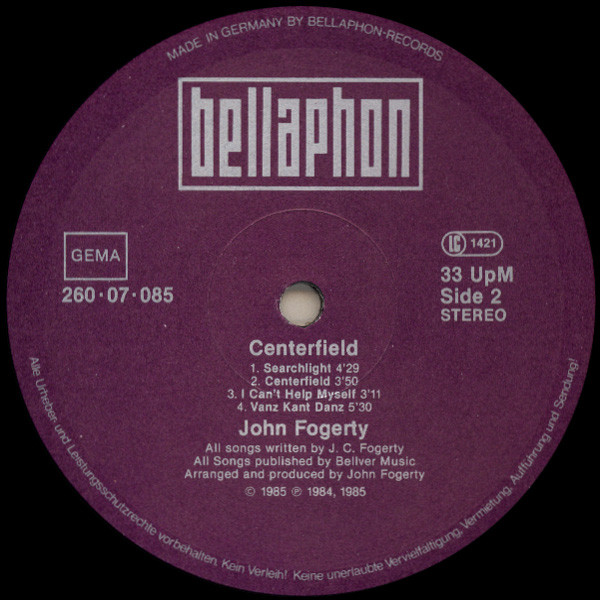 John Fogerty - Centerfield | Bellaphon (260·07·085) - 4