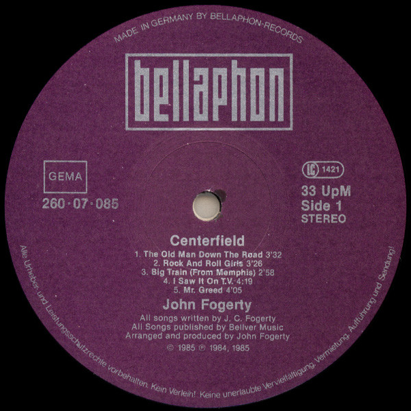 John Fogerty - Centerfield | Bellaphon (260·07·085) - 3
