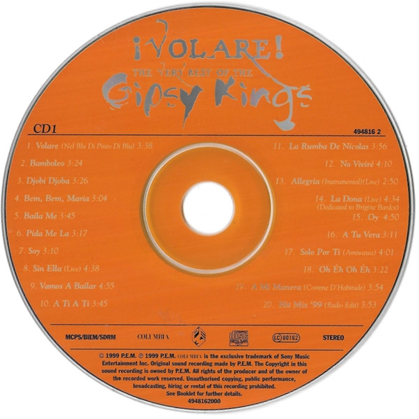 Gipsy Kings - ¡Volare! (The Very Best Of The Gipsy Kings) | Columbia (494816 2) - 3 Gipsy Kings - ¡Volare! (The Very Best Of The Gipsy Kings) | Columbia (494816 2) - 3