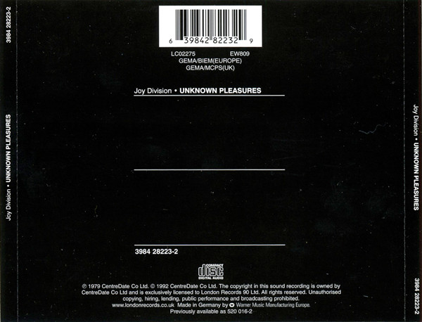 Joy Division - Unknown Pleasures | London Records (3984 28223-2) - 2 Joy Division - Unknown Pleasures | London Records (3984 28223-2) - 2