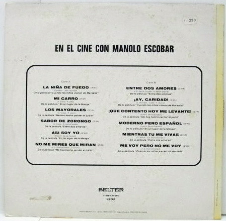 Manolo Escobar - En El Cine Con | Belter (23.061) - 2