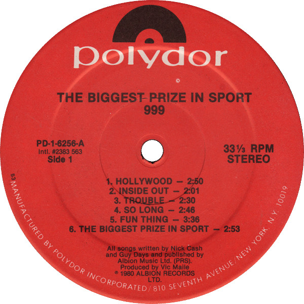 999 - The Biggest Prize In Sport | Polydor (PD-1-6256) - 3
