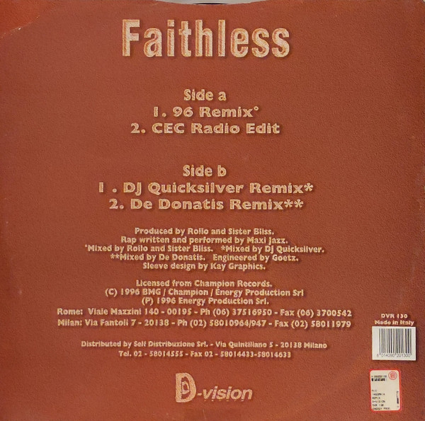Faithless - Insomnia (Remix) | D:vision Records (DVR 130) - 2