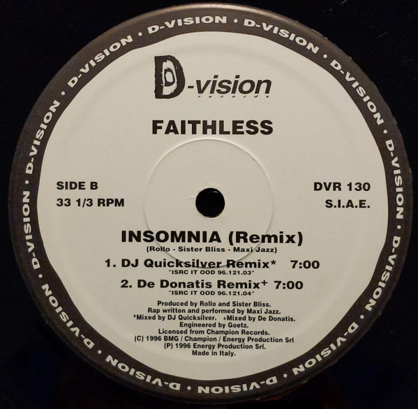 Faithless - Insomnia (Remix) | D:vision Records (DVR 130) - 4