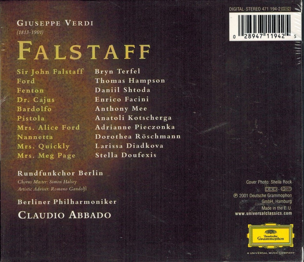 Giuseppe Verdi - Bryn Terfel • Adrianne Pieczonka • Thomas Hampson • Dorothea Röschmann • Daniil Shtoda • Larissa Diadkova • Berliner Philharmoniker • Claudio Abbado - Falstaff | Deutsche Grammophon (471 194-2) - main