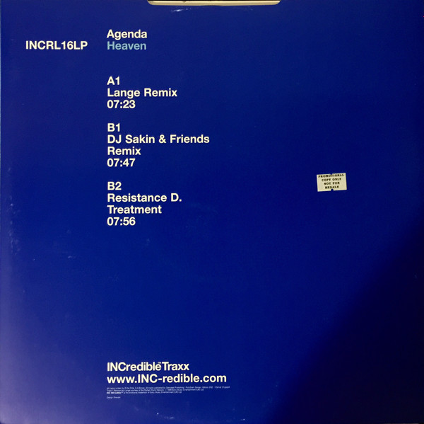 Agenda - Heaven (Mixes By Lange & DJ Sakin) | INCredible (INCRL 16LP) - 2 Agenda - Heaven (Mixes By Lange & DJ Sakin) | INCredible (INCRL 16LP) - 2