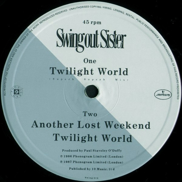 Swing Out Sister - Twilight World | Mercury (Swing 412) - 3 Swing Out Sister - Twilight World | Mercury (Swing 412) - 3