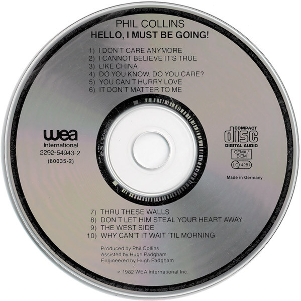 Phil Collins - Hello, I Must Be Going! | WEA International (2292-54943-2) - 3 Phil Collins - Hello, I Must Be Going! | WEA International (2292-54943-2) - 3