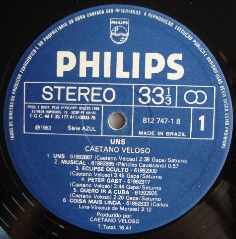 Caetano Veloso - Uns | Philips (812 747-1 8) - 2