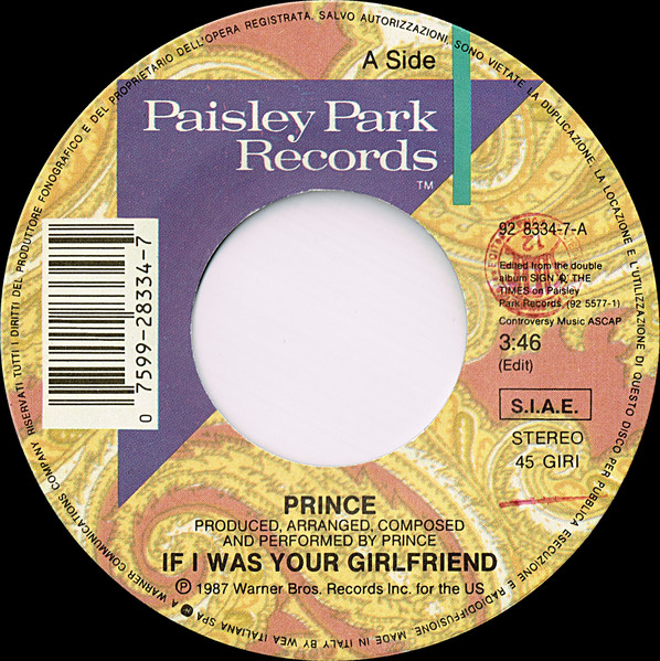 Prince - If I Was Your Girlfriend | Paisley Park (9 28334-7) - 3 Prince - If I Was Your Girlfriend | Paisley Park (9 28334-7) - 3