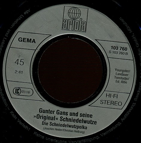 Gunter Gans Und Seine "Original" Schniedelwutze - Warum Isser Nur So Klein? (Das Lied Vom Luftballon) | Ariola (103 760) - 4