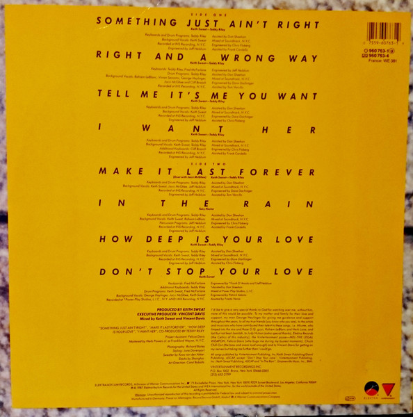 Keith Sweat - Make It Last Forever | Elektra (960 763-1) - 2
