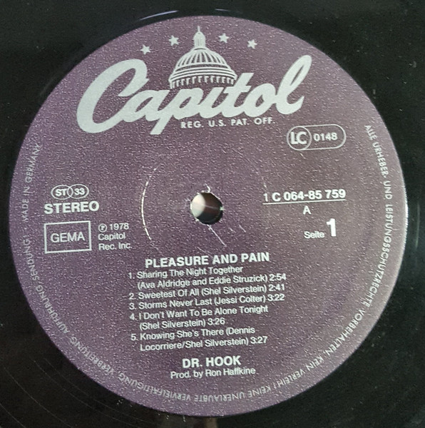 Dr. Hook - Pleasure & Pain | Capitol Records (1C 064-85759) - 3