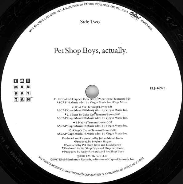 Pet Shop Boys - Actually / Always On My Mind | EMI-Manhattan Records (E1-90263) - 4 Pet Shop Boys - Actually / Always On My Mind | EMI-Manhattan Records (E1-90263) - 4