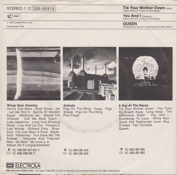 Queen - Tie Your Mother Down | EMI (1C 006-98 819) - 2