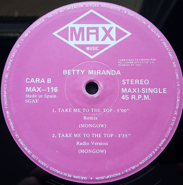 Betty Miranda - Take Me To The Top | Max Music (MAX-116) - 4