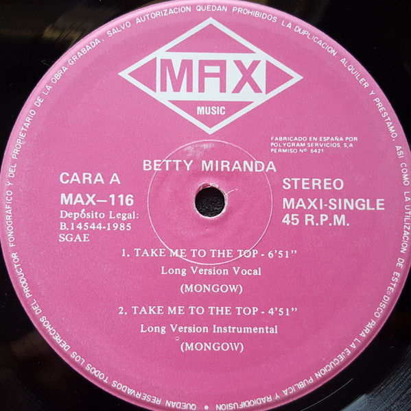Betty Miranda - Take Me To The Top | Max Music (MAX-116) - 3