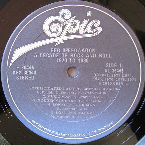 REO Speedwagon - A Decade Of Rock And Roll 1970 To 1980 | Epic (KE236444) - 4