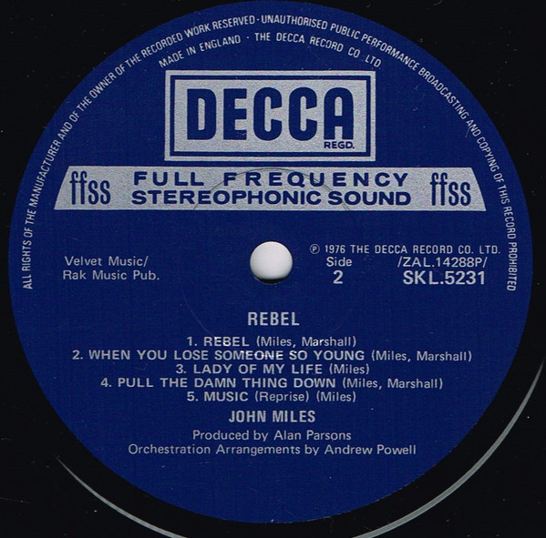 John Miles - Rebel | Decca (SKL 5231) - 2 John Miles - Rebel | Decca (SKL 5231) - 2