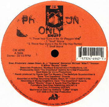 Snuff - Throw Your Guns In The Air / Chicken Hedz | CM Records (CM 4292) - main Snuff - Throw Your Guns In The Air / Chicken Hedz | CM Records (CM 4292) - main