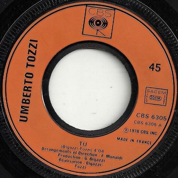 Umberto Tozzi - Tu | CBS (CBS 6305) - 3