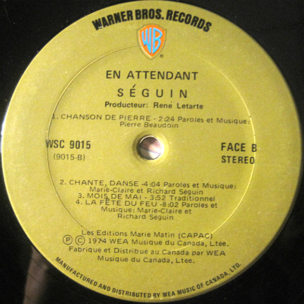 Séguin - En Attendant | Warner Bros. Records (WSC 9015) - 4 Séguin - En Attendant | Warner Bros. Records (WSC 9015) - 4