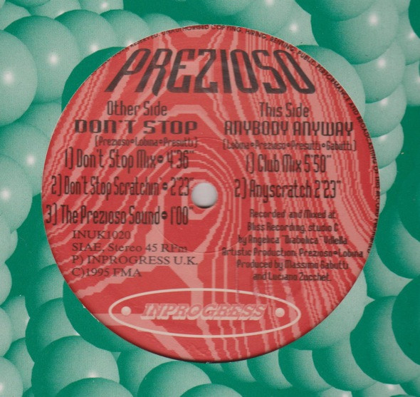 Prezioso - Anybody Anyway / Don't Stop | Inprogress U.K. (INUK1020)