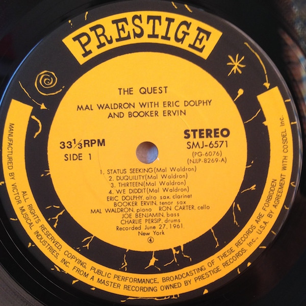 Mal Waldron With Eric Dolphy And Booker Ervin - The Quest | New Jazz (NJ 8269) - 3