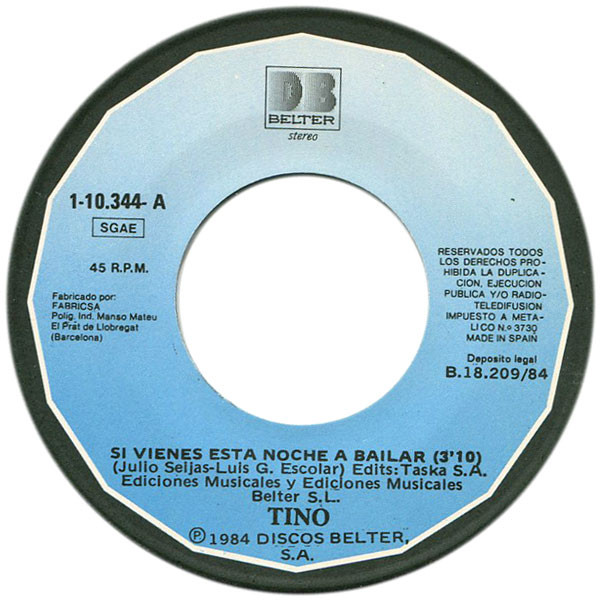 Tino Fernandez - Si Vienes Esta Noche A Bailar / La Colección | DB Belter (1-10.344) - 3