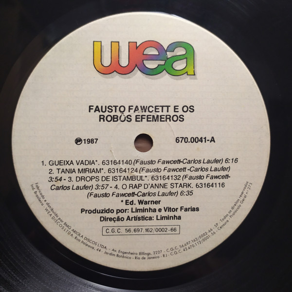 Fausto Fawcett E Os Robôs Efêmeros - Fausto Fawcett E Os Robôs Efemeros | WEA (670.0041) - 3