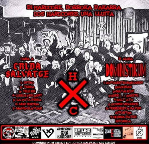 Crida Salvatge , Doministikum - Dos Hardcore, Una Lluita / Bi Hardcore, Borroka Bakarra - Vinilo | The Rat Monkey Records (RM033) - 2 Crida Salvatge , Doministikum - Dos Hardcore, Una Lluita / Bi Hardcore, Borroka Bakarra - Vinilo | The Rat Monkey Records (RM033) - 2