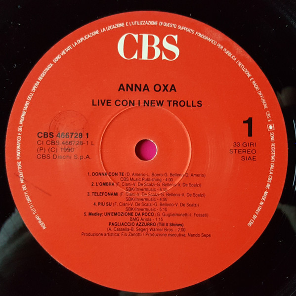 Anna Oxa Con I New Trolls - Live Con I New Trolls | CBS (CBS 466728 1) - 3 Anna Oxa Con I New Trolls - Live Con I New Trolls | CBS (CBS 466728 1) - 3