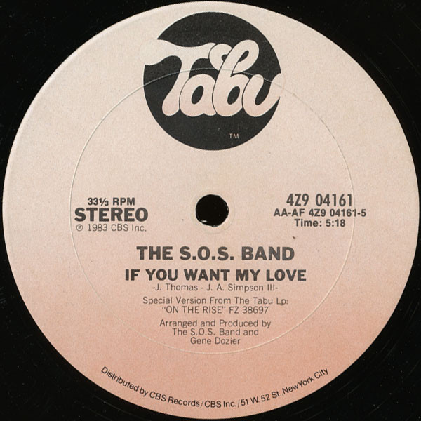 The S.O.S. Band - Tell Me If You Still Care | Tabu Records (4Z9 04161) - 4