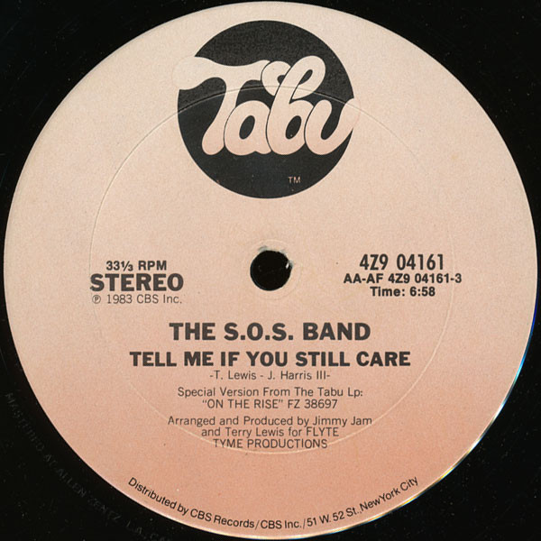 The S.O.S. Band - Tell Me If You Still Care | Tabu Records (4Z9 04161) - 3