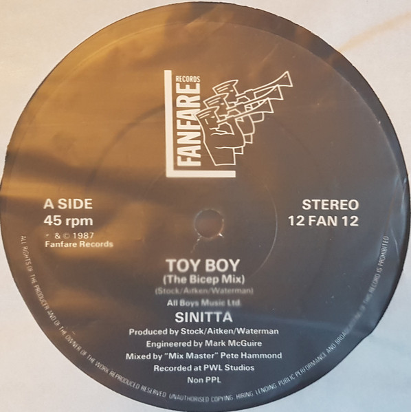 Sinitta - Toy Boy (The Extended Bicep Mix) | Fanfare Records (12 FAN 12) - 3