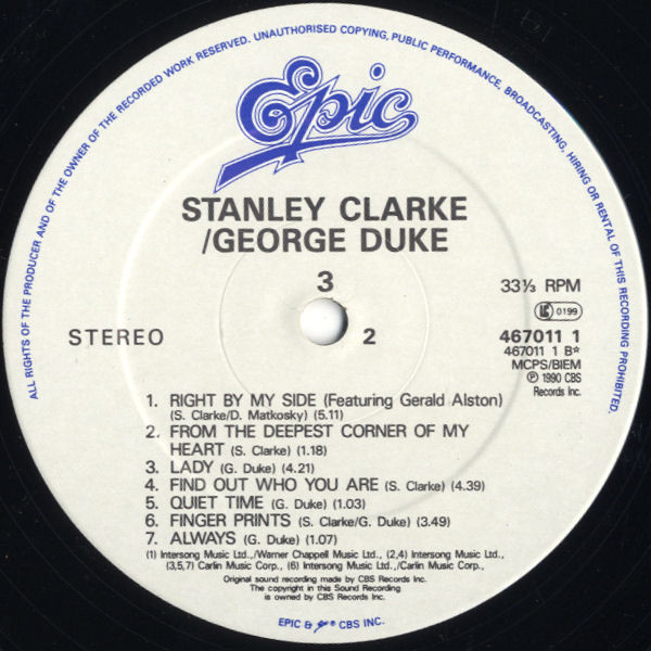 Stanley Clarke/George Duke - 3 | Epic (467011 1) - 2