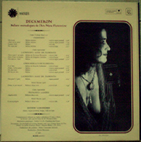 Esther Lamandier - Decameron (Ballate Monodiques De L'Ars Nova Florentine) | Astrée (AS 56) - 3 Esther Lamandier - Decameron (Ballate Monodiques De L'Ars Nova Florentine) | Astrée (AS 56) - 3
