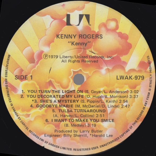 Kenny Rogers - Kenny | United Artists Records (LWAK-979) - 3