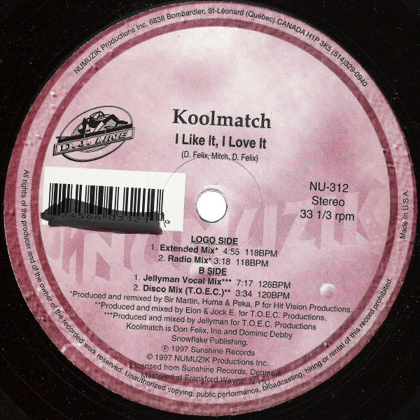 Koolmatch - I Like It, I Love It | Numuzik Inc. (NU-312) - main Koolmatch - I Like It, I Love It | Numuzik Inc. (NU-312) - main