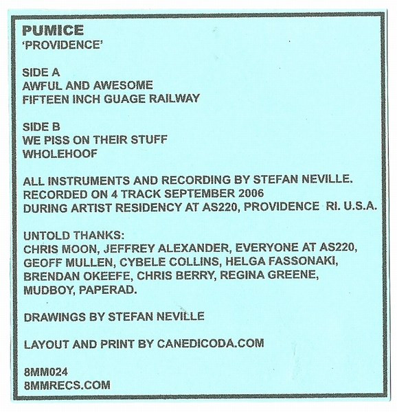Pumice - Providence | 8mm Records (8MM024) - 4 Pumice - Providence | 8mm Records (8MM024) - 4