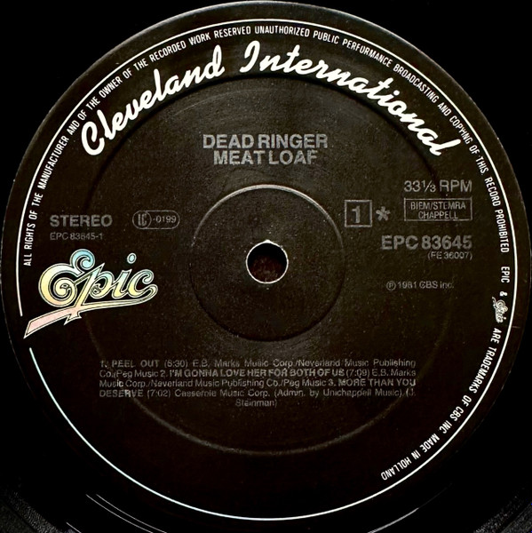 Meat Loaf - Dead Ringer | Epic (EPC 83645) - 3 Meat Loaf - Dead Ringer | Epic (EPC 83645) - 3